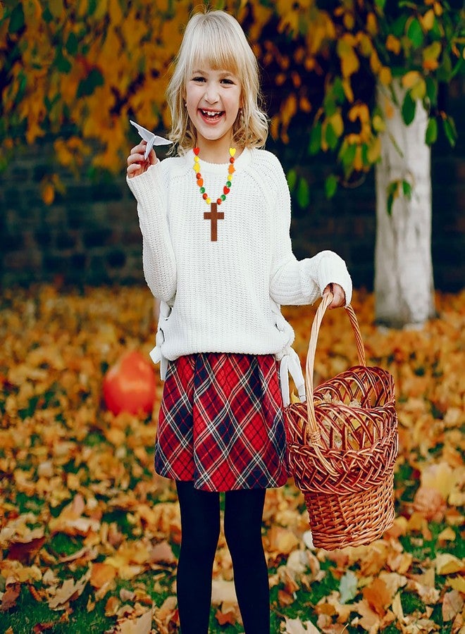 Eternity sky 27Pcs Fall Crafts for Kids - Thanksgiving DIY Religious Wooden Cross Beads Christian Necklace Kit for Autumn Sunday School Classroom Supplies - Image 4